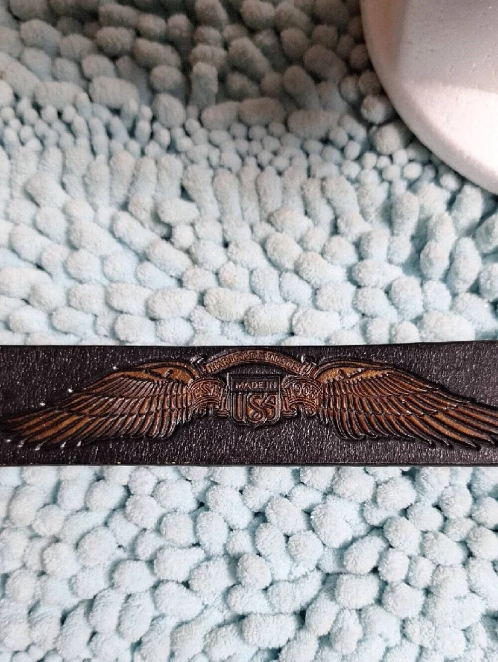 Harley-Davidson Brown Leather Belt with Gold Eagle Buckle